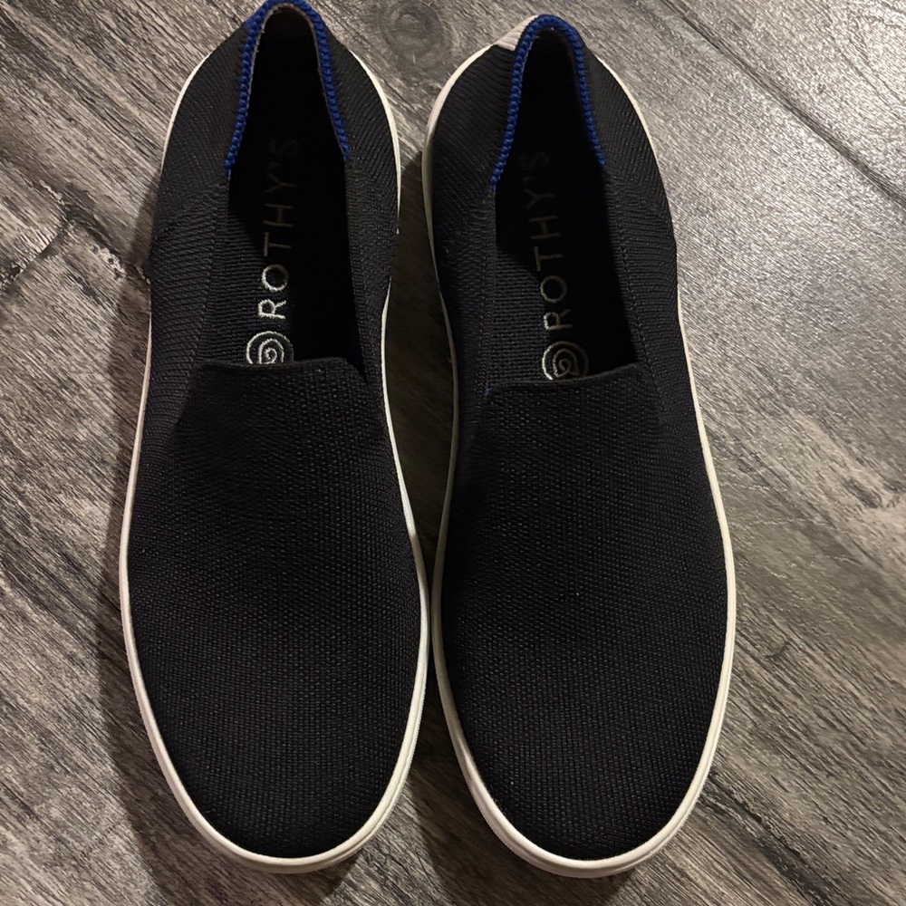 Rothy's Women's Black and Blue Slip-On Sneakers